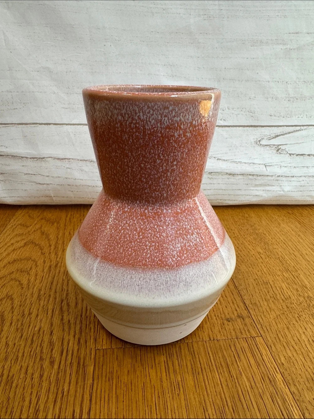 Two-Tone Ceramic Vase in Orange Peach and Cream- 7 